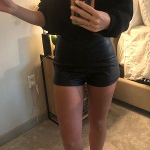 Black leather shorts
